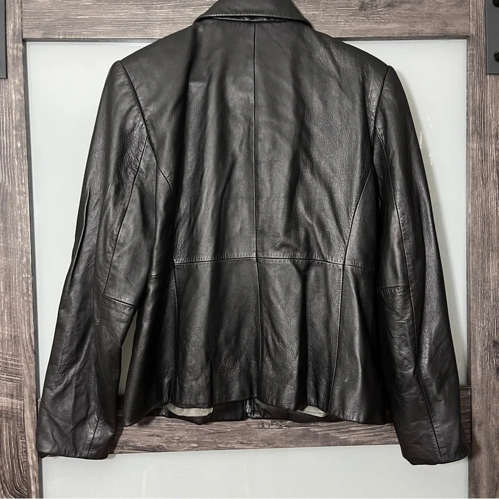Valerie Stevens Sleek 100% Lamb Black Leather Jacket Classic Soft Medium - Picture 2 of 8